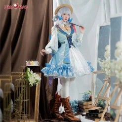 Uwowo Genshin Impact Ayaka Fontaine Springbloom Missive Dress New Skin Outfit Cosplay Costume