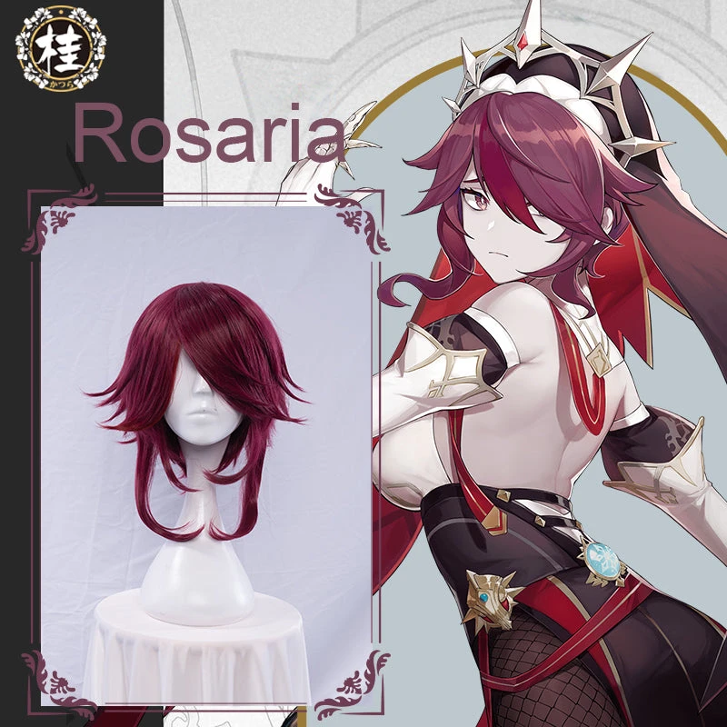 Uwowo Game Genshin Impact Rosaria Cosplay Wig 35cm Red Wine Short Hair 1 Uwowo Game Genshin Impact Rosaria Cosplay Wig 35cm Red Wine Short Hair