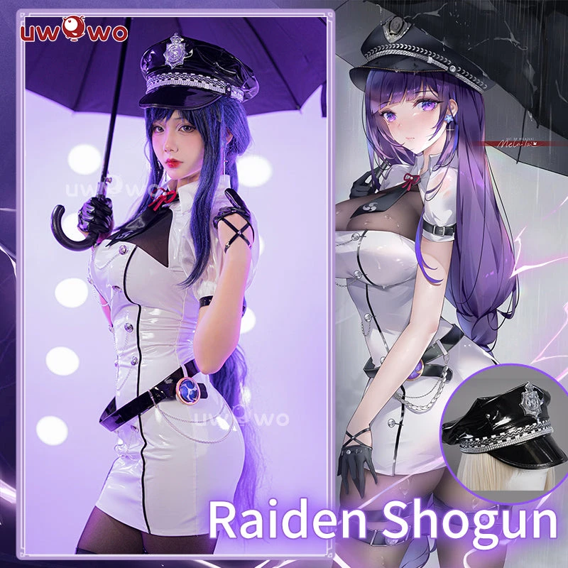 Uwowo Genshin Impact Fanart: Raiden Shogun Ei Officer Uniform Baal Police Cosplay Costumes 1 Uwowo Genshin Impact Fanart: Raiden Shogun Ei Officer Uniform Baal Police Cosplay Costumes