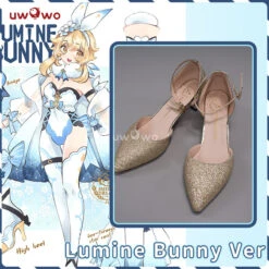 Uwowo Genshin Impact Fanart: Lumine Bunny Suit Canon Outfit Cosplay Shoes Traveler Lumine Shoes