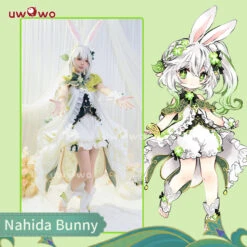 Exclusive Authorization Uwowo Genshin Impact Fanart: Nahida Bunny Kusanali Sumeru Dendro Archon Cute Cosplay Costumes