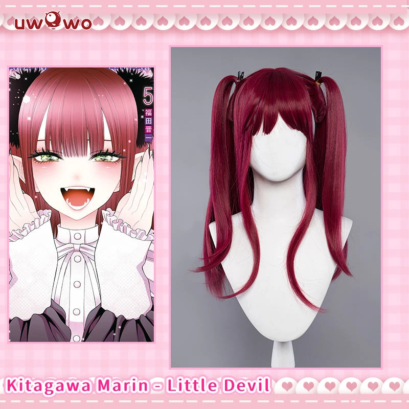 Uwowo Anime My Dress-Up Darling Marin Kitagawa Little Devil Cute Sexy Cosplay Wig Pink Long Hair 1 Uwowo Anime My Dress-Up Darling Marin Kitagawa Little Devil Cute Sexy Cosplay Wig Pink Long Hair