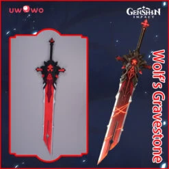 Uwowo Game Genshin Impact Diluc Weapons Wolf's Gravestone Cosplay Props Claymores Props