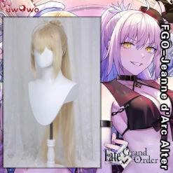 Game Fate Grand Order/FGO Imaginary Scramble Jeanne D'Arc (Alter) J'Alter 100CM Pale Gold Long Cosplay Wig