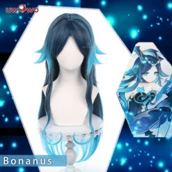 Uwowo Genshin Impact: Bonanus Hydro Yakshas Liyue Female Cosplay Bonanus Wig