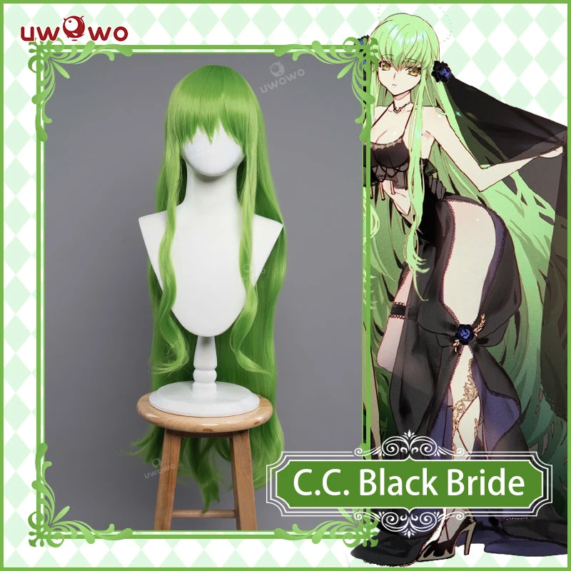 Uwowo Anime Code Geass Fanart: C.C. Black Bride Lelouch Lamperouge Suit Couple Cosplay Wig 100cm Long Green Hair 1 Uwowo Anime Code Geass Fanart: C.C. Black Bride Lelouch Lamperouge Suit Couple Cosplay Wig 100cm Long Green Hair