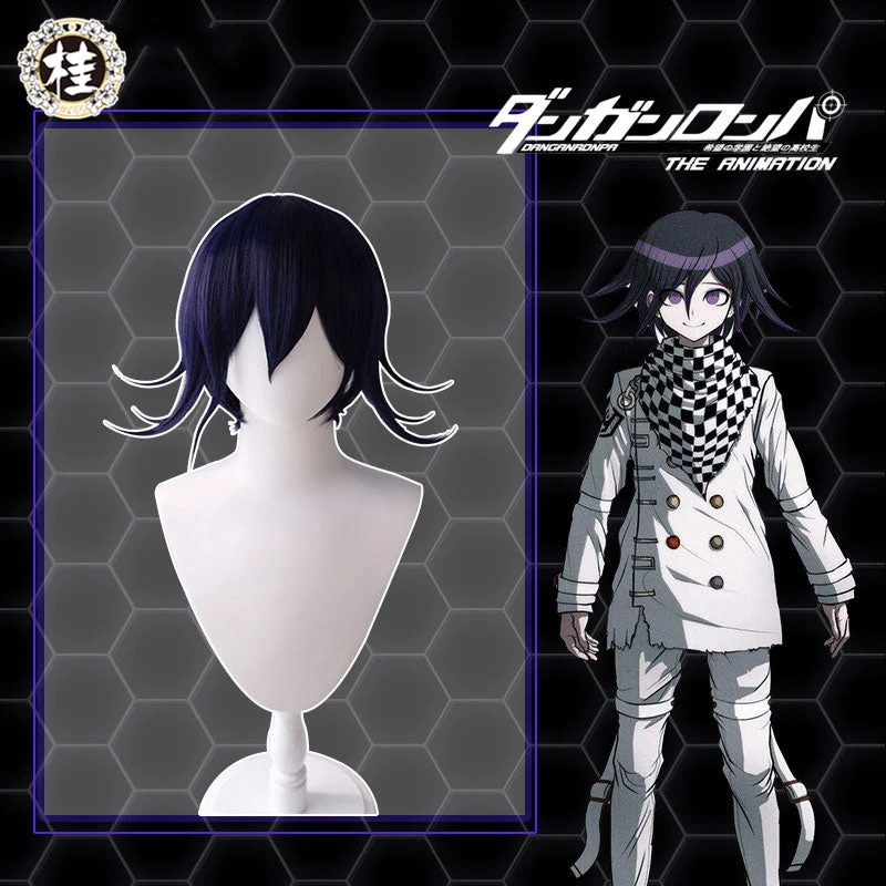 Uwowo Danganronpa Kokichi Oma Cosplay Wig The Ultimate Supreme Leader 35cm Blue Purple Short Hair 1 Uwowo Danganronpa Kokichi Oma Cosplay Wig The Ultimate Supreme Leader 35cm Blue Purple Short Hair