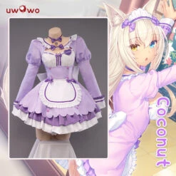 Uwowo Plus Size Game Nekopara Vol.4 Coconut Maid Dress Cosplay Costume Cute Purple Dress