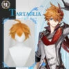 Uwowo Game Genshin Impact Tartaglia Childe Cosplay Wig 28cm Orange Short Hair
