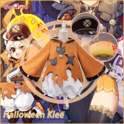 Uwowo Game Genshin Impact Halloween Holiday Klee Cosplay Costume Cute Pumpkin Dress