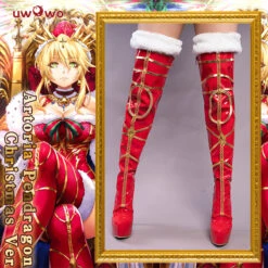 Exclusive Authorization Uwowo X Sakiyamama FGO Fanart Artoria Pendragon Christmas Ver. Cosplay Shoes