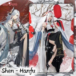 Uwowo Genshin Impact Fanart Shenhe Chinese Hanfu Traditional Clothing Liyue Cosplay Costume