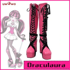 Uwowo Monster High Cosplay Shoes Draculaura Shoes Pink Boots