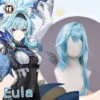 Uwowo Genshin Impact Eula Lawrence Cosplay Wig 40cm Light Blue Hair