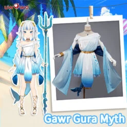 Uwowo Vtuber Gawr Gura Myth New Party Outifit Dress Cosplay Costume