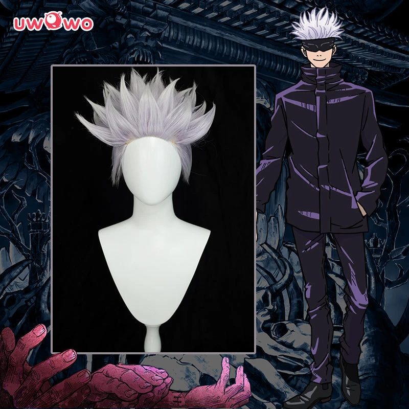 Uwowo Anime Jujutsu Kaisen Satoru Gojo Cosplay Wig (spiked Up) 28CM Light Purple White Gradient Short Hair 1 Uwowo Anime Jujutsu Kaisen Satoru Gojo Cosplay Wig (spiked Up) 28CM Light Purple White Gradient Short Hair