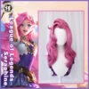 Uwowo League Of Legends LOL Seraphine The Starry-Eyed Songstress Cosplay Wig 80cm Pink Pruplr Gradient Hair