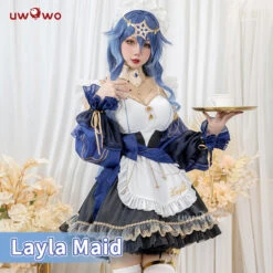 Exclusive Uwowo Genshin Impact Fanart Layla Maid Dress Cosplay Costume