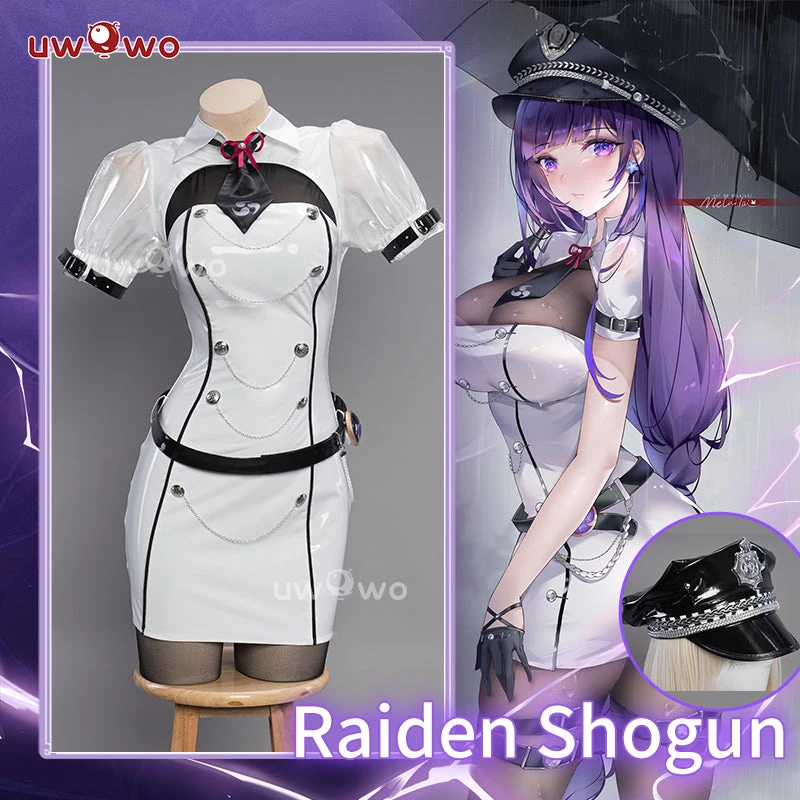 Uwowo Genshin Impact Fanart: Raiden Shogun Ei Officer Uniform Baal Police Cosplay Costumes 2 Uwowo Genshin Impact Fanart: Raiden Shogun Ei Officer Uniform Baal Police Cosplay Costumes - Image 2