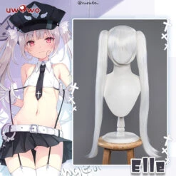 Uwowo Rurudo Action Figure Style Elle Angel Police Cosplay Wig White 30CM+85CM Ponytail
