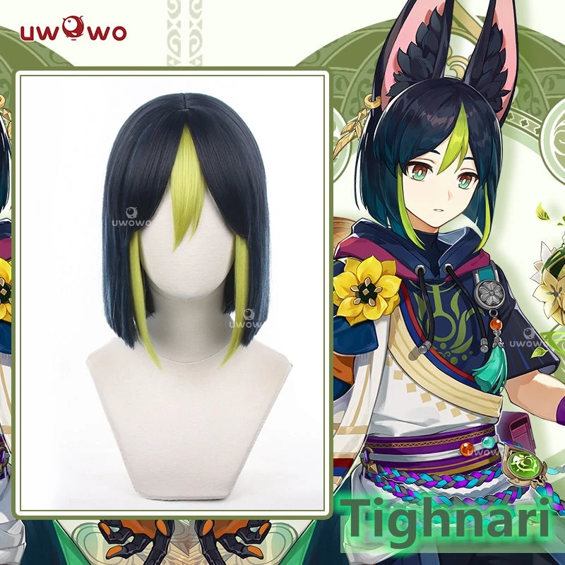 Uwowo Genshin Impact: Tighnari Cosplay Wig Man Wig Short Hair 1 Uwowo Genshin Impact: Tighnari Cosplay Wig Man Wig Short Hair