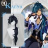 UWOWO Game Genshin Impact Kaeya Cosplay Wig 80cm Dark Blue Highlights Long Hair Heat Resistant Cosplay Wig