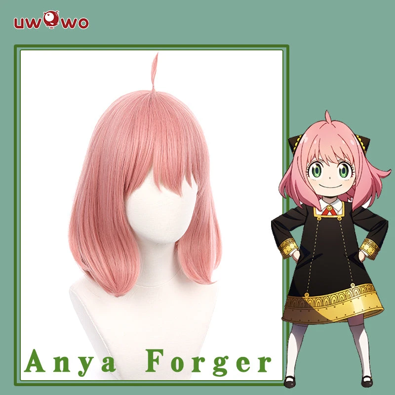 Uwowo Anime Spy X Family Cosplay Anya Forger Wig Anya Costume Wig 35cm Pink Short Hair 1 Uwowo Anime Spy X Family Cosplay Anya Forger Wig Anya Costume Wig 35cm Pink Short Hair