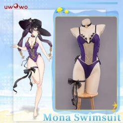 Exclusive Authorization Uwowo Genshin Impact Swim Fanart Mona Swimsuit Cosplay Costume