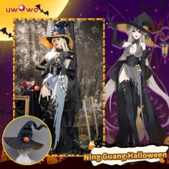 Uwowo Genshin Impact Fanart Witch Ningguang Halloween Cosplay Costume