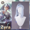 Uwowo Game League Of Legends Crystal Rose Zyra Cosplay Wig 65cm White Blue Ponytail Hair