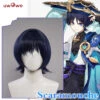 Uwowo Genshin Impact Wanderer Scaramouche Sumeru Anemo Cosplay Wig Short Hair