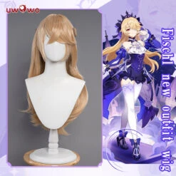 Uwowo Genshin Impact: Fischl Wig Amy Gothic Electro New Skin Mondstadt Cosplay Wig Long Hair