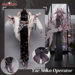 Uwowo Genshin Impact Fanart: Yae Miko Operator Battle Agent Fox Cosplay Costume