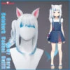 Uwowo Vtuber Gawr Gura Catshark Casual Outfit Cosplay Wig+Ear