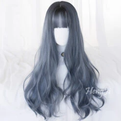 Hengji Lolita Wig Witch Grey And Blue 71cm Long Curly Hair Synthetic Heat Resistant Fiber