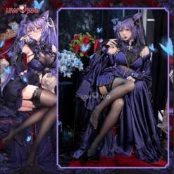 Exclusive Uwowo Genshin Impact Fanart Keqing Succubus Gown Dress Cosplay Costume