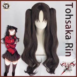 UWOWO Fate Grand Order Tohsaka Rin Ishtar Cosplay Wig 80cm Long Brown Double Tail Hair