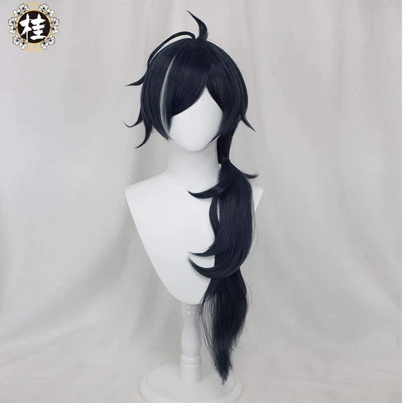 UWOWO Game Genshin Impact Kaeya Cosplay Wig 80cm Dark Blue Highlights Long Hair Heat Resistant Cosplay Wig 2 UWOWO Game Genshin Impact Kaeya Cosplay Wig 80cm Dark Blue Highlights Long Hair Heat Resistant Cosplay Wig - Image 2