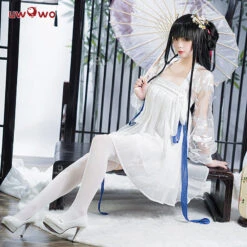 Uwowo Game Azur Lane Yat Sen White Chinese Style Dress Cosplay Cosutme