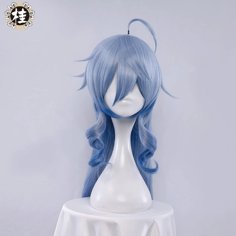 Uwowo Genshin Impact Cosplay Ganyu Plenilune Gaze Cosplay Wig 90cm Blue Wavy Hair 3 Uwowo Genshin Impact Cosplay Ganyu Plenilune Gaze Cosplay Wig 90cm Blue Wavy Hair - Image 3