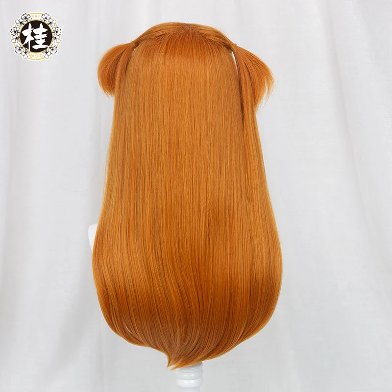 Uwowo Game Anime Character Evangelionl Wig 60CM Orange Brown Long Double Ponytail Cosplay Asukaa Wig 3 Uwowo Game Anime Character Evangelionl Wig 60CM Orange Brown Long Double Ponytail Cosplay Asukaa Wig - Image 3