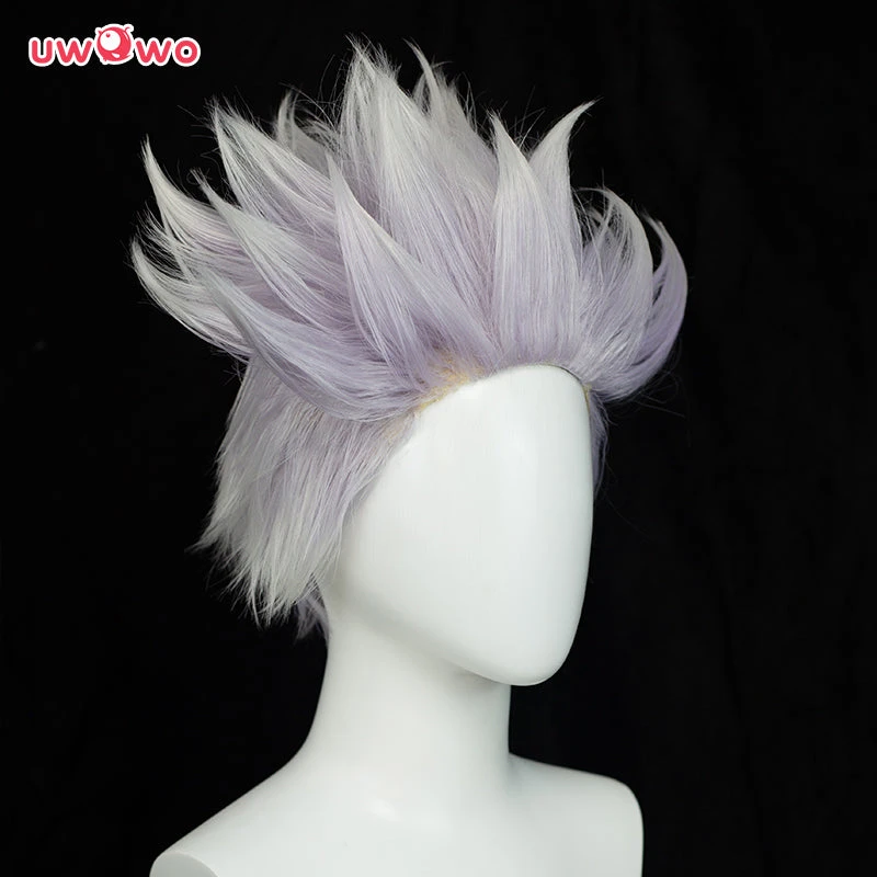 Uwowo Anime Jujutsu Kaisen Satoru Gojo Cosplay Wig (spiked Up) 28CM Light Purple White Gradient Short Hair 4 Uwowo Anime Jujutsu Kaisen Satoru Gojo Cosplay Wig (spiked Up) 28CM Light Purple White Gradient Short Hair - Image 4