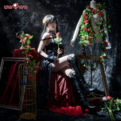 Uwowo Anime Plus Size Costume Spy X Family: Yor Forger Assassin Thorn Princess Dress Cosplay Costume