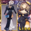 Uwowo Game Genshin Impact Halloween Holiday Lisa Cosplay Costume Sexy Dress