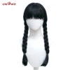Uwowo Movie Wednesday Addams Cosplay Wig Women Long Braided Hair