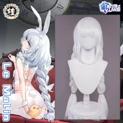 Uwowo Game Azur Lane Le Malin Rabbit Bunny Cosplay Wig 80cm White Long Braided