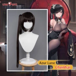 Uwowo Game Azur Lane Chenhai Black Chinese Dress Sexy Cosplay Wig