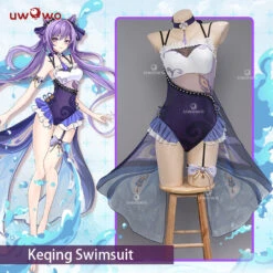 Exclusive Uwowo Genshin Impact Fanart Keqing Swimsuit Cosplay Costume