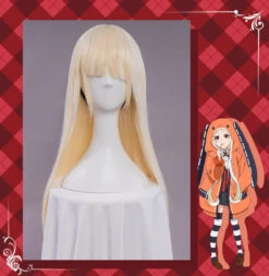 Uwowo Anime Kakegurui Cosplay Wig Yomoduki Runa Cosplay Wig 70cm Golden Long Hair