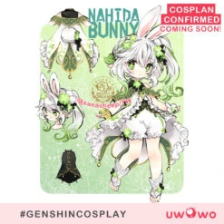 Exclusive Authorization Uwowo Genshin Impact Fanart: Nahida Bunny Kusanali Sumeru Dendro Archon Cute Cosplay Costumes -Uwowo Cosplay Sales nahida bunny